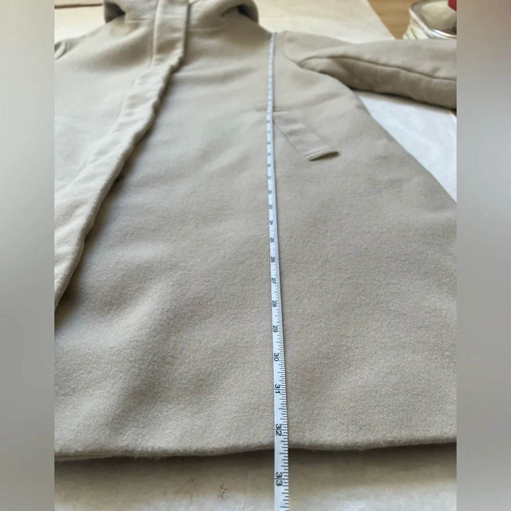 $356 United Arrows Beige Wool Women's Hooded Coat Sz JP38 US6 S Preppy Old money - Picture 9 of 15